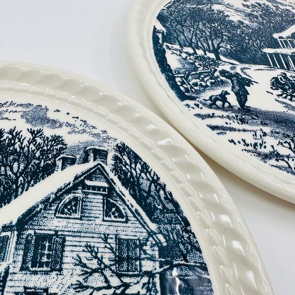 Courier And Ives Hostess VTG Dessert Plate, Set of 2, Cake Plate Vintage Decor - Picture 3 of 5